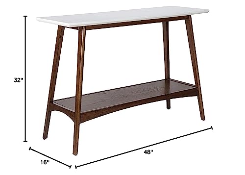 Madison Park Parker Console Tables-Solid Wood, Two-Tone Finish with Lower Storage Shelf Modern Mid-Century Accent Living Room Furniture, Medium, Off-White/Pecan Madison Park
