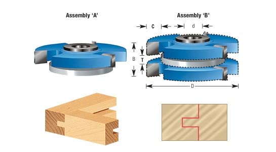 Amana Tool - SC577 Carbide Tipped 3-Wing Tongue & Groove Reversible Stile & Rail 2-13/32 x Amana Tool