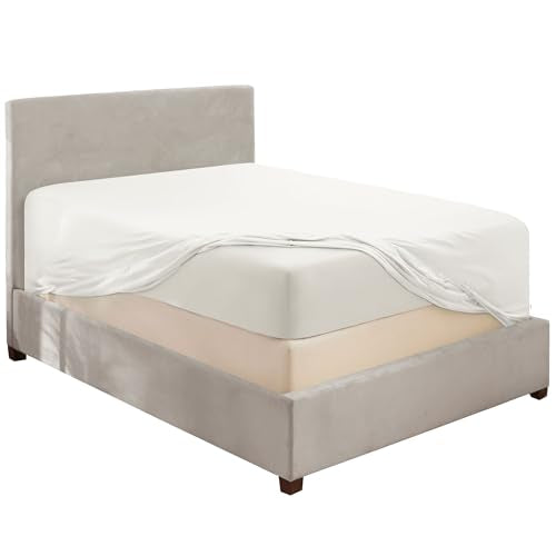 Hearth & Harbor Extra Deep Pocket Queen Fitted Sheet - Fits 18 to 24 Inch Mattress – Ultra Soft 1800 Microfiber, Wrinkle-Free & Breathable – Hotel Luxury Fitted Sheet Only, White Hearth & Harbor