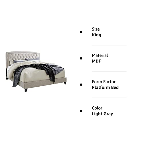 Jerary Light Gray Button-Tufted King Upholstered Platform Bed by Signature Design by Ashley Signature Design by Ashley