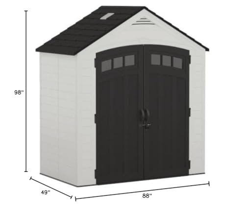Suncast Vista 7' x 4' Outdoor Storage Shed with Pad-Lockable Double Doors and IllumiVent System, All-Weather Shed for Yard Storage, Brown, Made in The USA Suncast