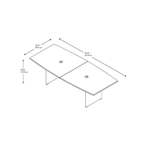 Bush Business Furniture Conference Table for 6-8 People with Wood Base | Boat Shaped 8 Foot Desk for Office Boardrooms and Training Rooms, 96W x 42D, Mocha Cherry Bush Business Furniture