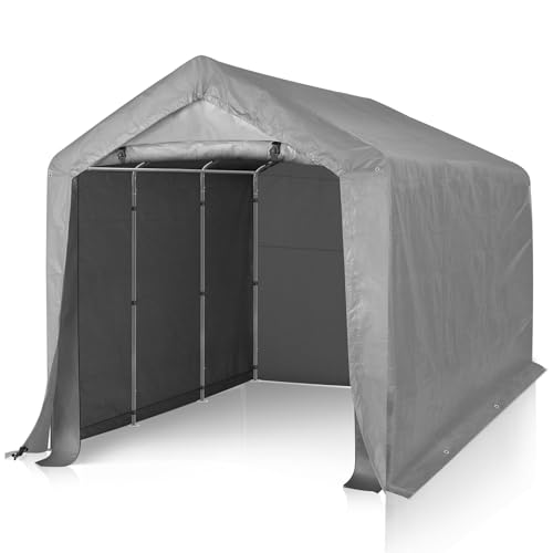 Outvita Outdoor Portable Storage Shed Tent, 8x12 ft Waterproof Carport with Roll-Up Zipper Door and Durable Galvanized Steel Frame, Ideal for Motorcycle, GTV, Bike, Wood Tool Lawn Mower Storage Outvita