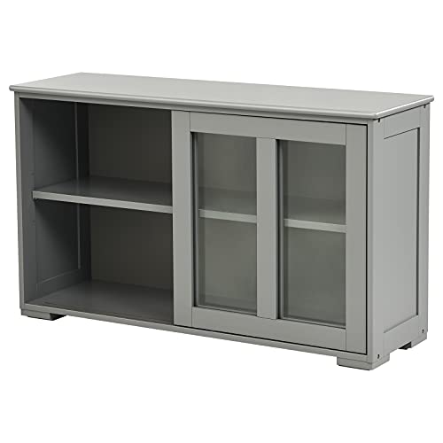Giantex Buffet Sideboard, Wood Credenza with Sliding Doors, Storage Cabinet with Adjustable Shelf, Modern Console Table, Kitchen Cupboard, Buffet Pantry, Living Room Dining Room Furniture (Gray) Giantex