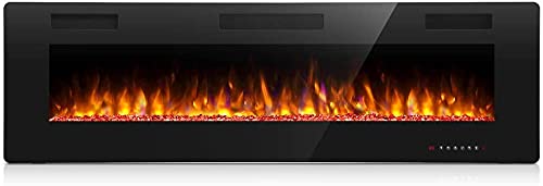 Antarctic Star 68 Inch Electric Fireplace in-Wall Recessed and Wall Mounted, Fireplace Heater and Linear Fireplace with Multicolor Flame, Timer, 750/1500W Control by Touch Panel & Remote… Antarctic Star