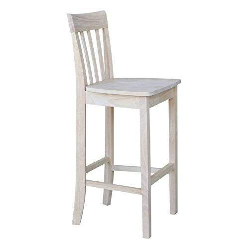 International Concepts Slat Back Stool, 30-Inch SH, Unfinished IC International Concepts