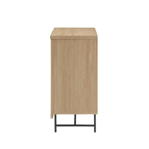 Walker Edison Lowen Contemporary Fluted-Door Accent Cabinet 32 Inch Coastal Oak Walker Edison