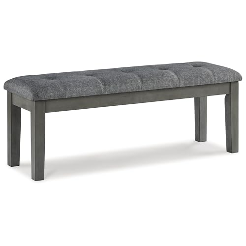 Signature Design by Ashley Hallanden Rustic Tufted Upholstered Dining Room Bench, Gray Signature Design by Ashley
