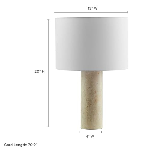 Modway Zenith Travertine Stone Pillar Table Lamp in Travertine Modway