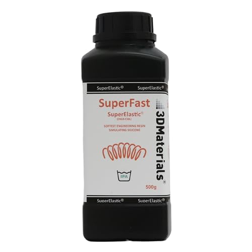 SuperElastic 3D Printer Resin, Softness 60A Simulating Soft Silicone, Made in Korea by 3DMaterials (500g, Clear) 3DMaterials