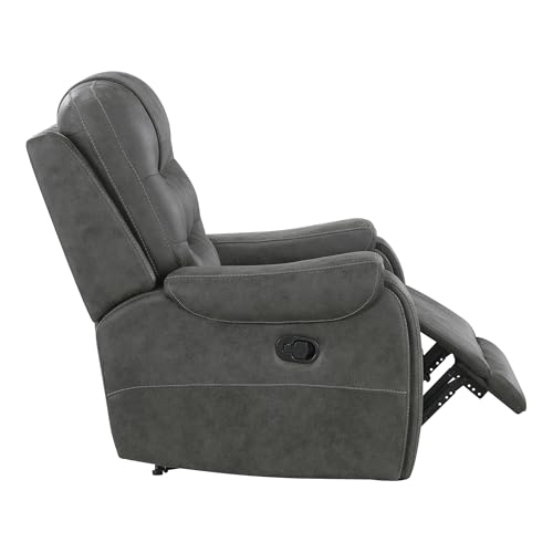 Lexicon Manual Recliner Chair, Home Theater Seating Recliner Armchair, Polished Microfiber Wall Hugger Manual Reclining Sofa Chair for Living Room/Office/Apartment, Dark Gray Lexicon