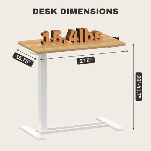 FLEXISPOT Mobile Standing Desk with Wheels Pneumatic Laptop Desk Rolling Computer Cart Movable Height Adjustable Small Sit Stand Desk Computer Workstations Home Use(31.5" W x 17.7" D, Maple) FLEXISPOT