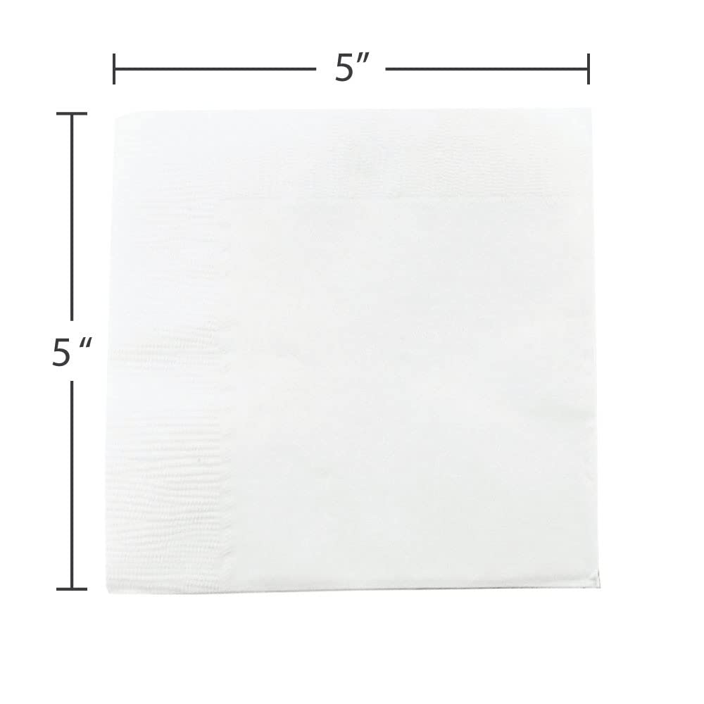 JAM PAPER Small Beverage Napkins - White - 5x5 Inch (Pack of 50) JAM Paper
