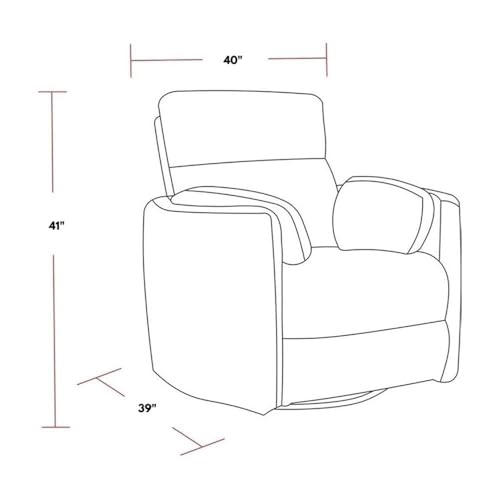Pemberly Row Modern Chenille Fabric Swivel Recliner, Upholstered Seating Chair with Swivel Reclining Operation for Interior Seating Placement, Chenille Fabric in Oyster White Finish