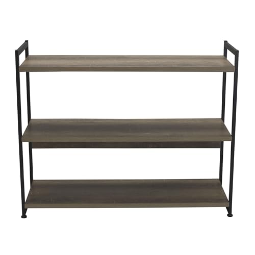 Household Essentials Ashwood 3 Tier Storage Shelf with Metal, Grey Shelves – Black Frame Household Essentials