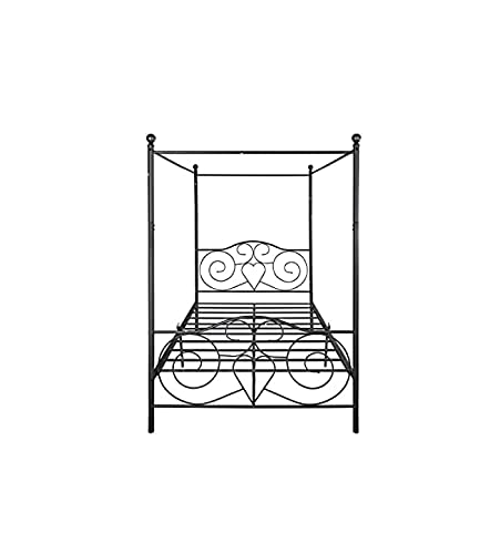 Canopy Full Bed Frame Platform Heavy Duty Steel Slat and Support with Headboard and Footboard No Box Spring Required (Black) Albearing