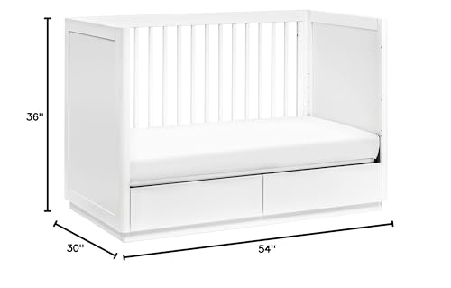 Babyletto Bento 3-in-1 Convertible Storage Crib with Toddler Bed Conversion Kit in White, Undercrib Storage Drawers, Greenguard Gold Certified babyletto