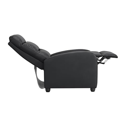 KISLOT Recliner Chair for Adults Push Back Armchair Home Theater Seating with Lumbar Support Single Sofa for Living Room.Black(PU Leather) KISLOT