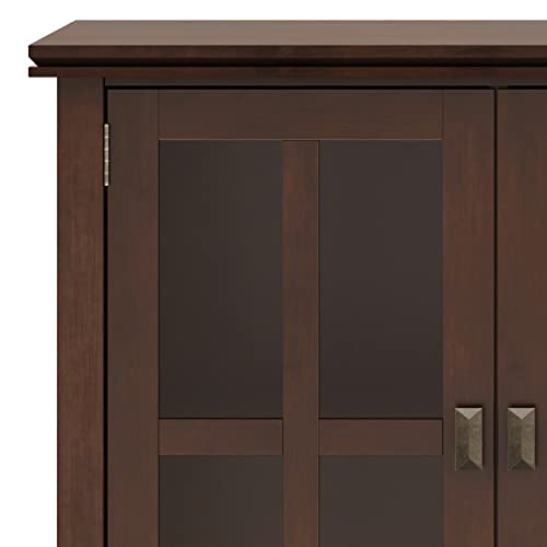 SIMPLIHOME Artisan SOLID WOOD 66 Inch Wide Contemporary Wide 4 Door Storage Cabinet in Russet Brown, For the Living Room, Entryway and Family Room SIMPLIHOME