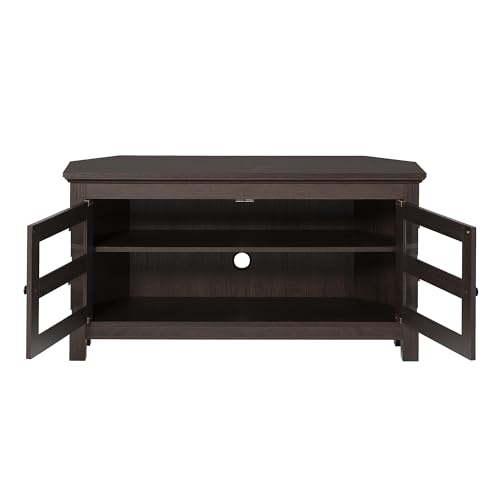 Walker Edison Modern Farmhouse Wood Corner Universal TV Stand for TV's up to 50" Flat Screen Living Room Storage Entertainment Center, 44 Inch, Espresso Brown Walker Edison