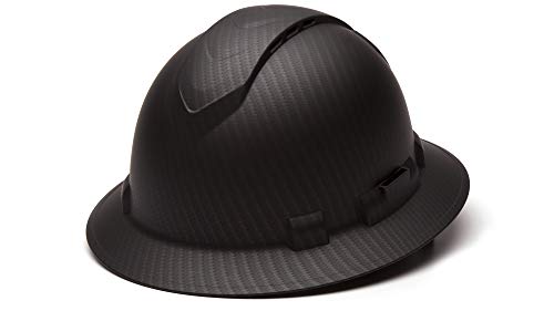 Pyramex Ridgeline Full Brim Hard Hat 4 Point Ratchet Vented Matte Black Graphite Pattern Ridgeline