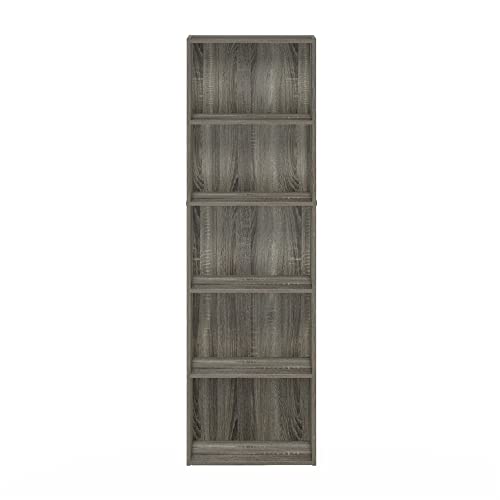 Furinno Luder 5-Tier Open Shelf Bookcase in French Oak Furinno