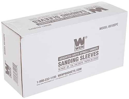 WEN 6510SPC Assorted Grits Spindle Sanding Sleeves (18 Pack) WEN