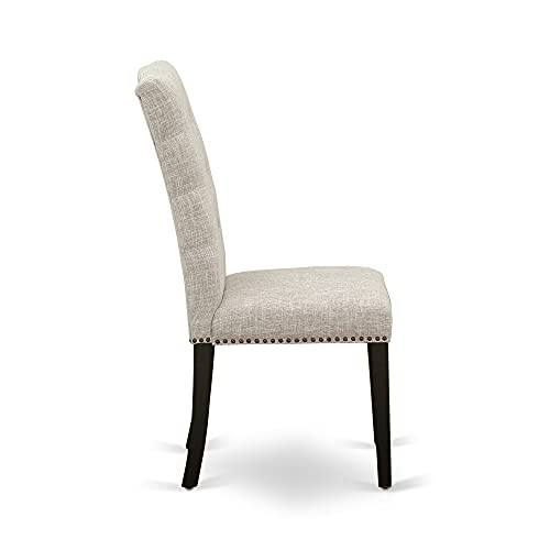 East West Furniture X677EL635-9 9-Piece Dining Set - Dinner Table Rectangular Top - 8 Beautiful Dining Chairs Padded Seat and Back (Distressed Espresso & Wire Brushed Black Finish) East West Furniture