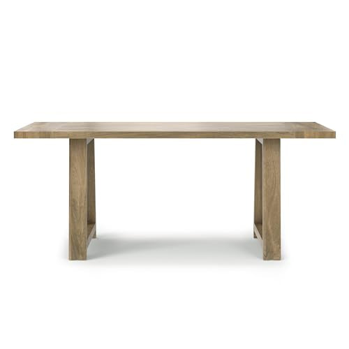 SIMPLIHOME Whitley Dining, Solid Mango Wood Farmhouse-Style Rectangular Kitchen Table in Grey Wash for 4 to 8 People, 72 inches SIMPLIHOME