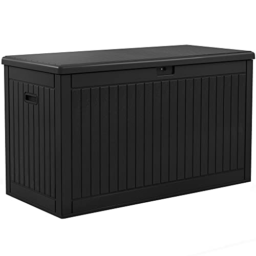 YITAHOME 260 Gallon Extra Large Deck Box, Double-Wall Resin Outdoor Storage Box with Flexible Divider for Patio Cushions Pool Supplies Garden Tools, 1000lbs Load Capacity, Lockable&Waterproof (Black) YITAHOME