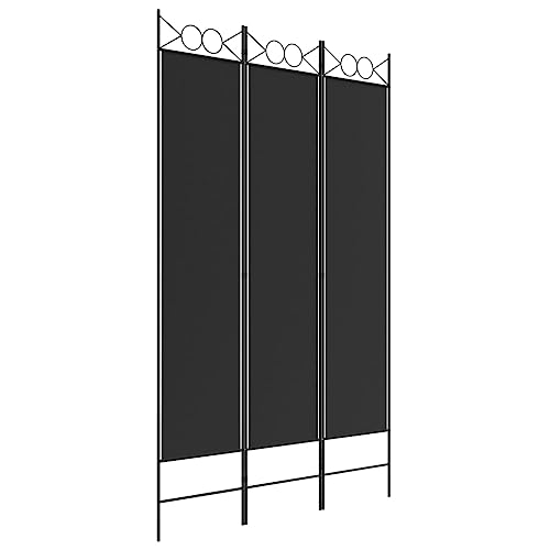 vidaXL 3-Panel Room Divider - Black 47.2"x78.7" Fabric - Versatile Decorative Screen for Indoor Privacy, Sunlight Blocker, Easy to Install and Store vidaXL