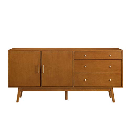 Walker Edison Mid-Century Modern Wood Kitchen Buffet Sideboard Entryway Serving Storage Cabinet Doors-Dining Room Console, 70 Inch, Acorn Walker Edison