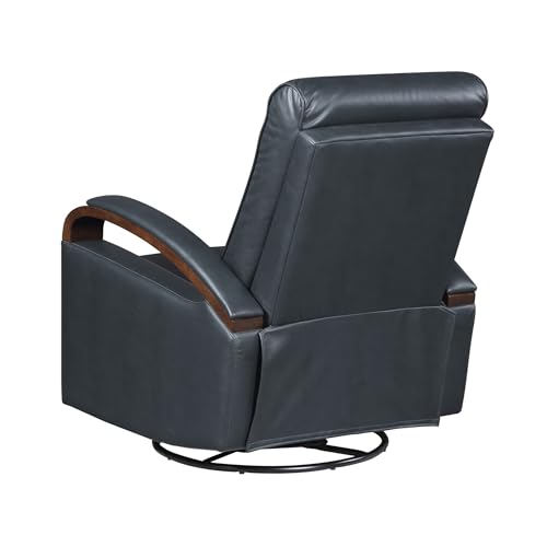 Lexicon 360 Degree Swivel Glider Reclining Chair, Breathable Faux Leather Manual Recliner, Comfy Nursery Glider Recliner, Swivel Reclining Chair for Living Room/Office/Bedroom/Apartment, Dark Blue Lexicon