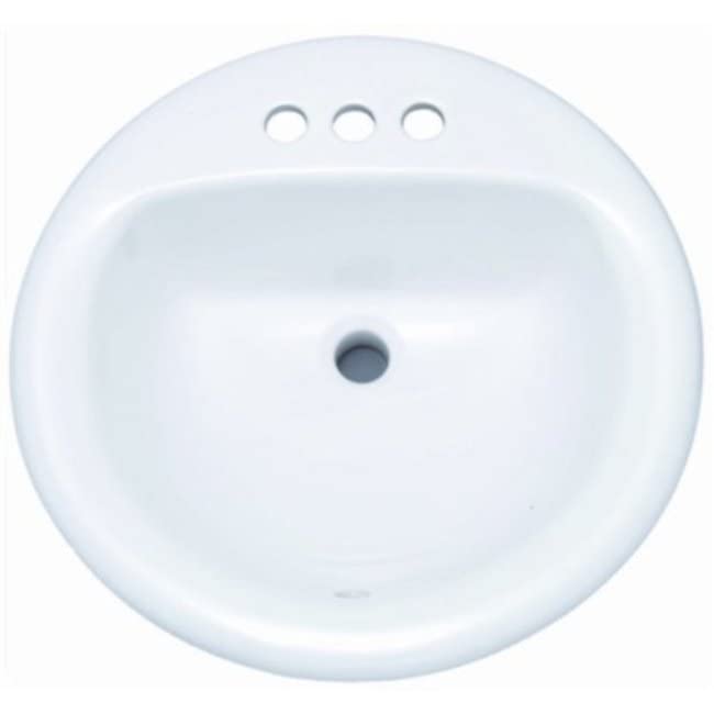 PROFLO PF194R Rockaway 19" Circular Vitreous China Drop In Bathroom Sink with Overflow and 3 Faucet Holes at 4" Centers - White ProFlo