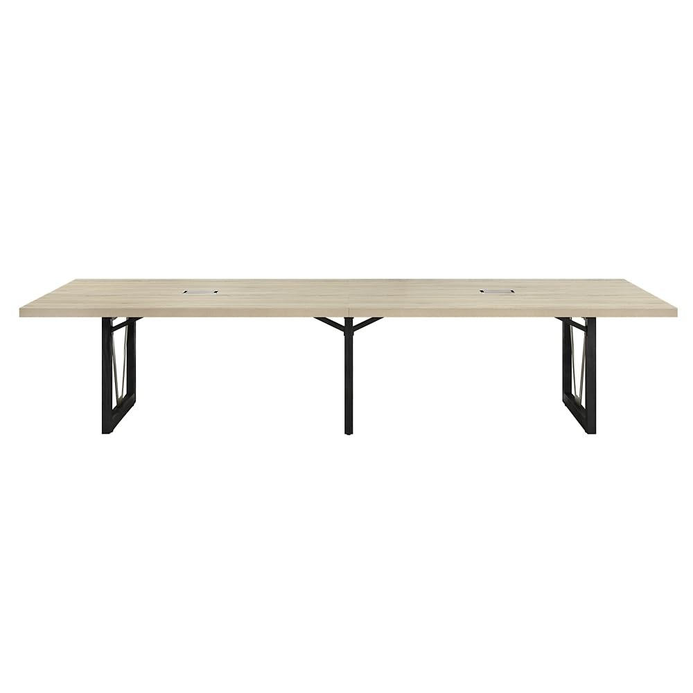 NBF District 10' Conference Tables - Laminate Conference Room Tables - Durable Office Meeting Table - Training Tables for Brainstorming Collaboration Sessions (47.2"D x 120"W x 1.96"H, Black, Gray) nbf signature series