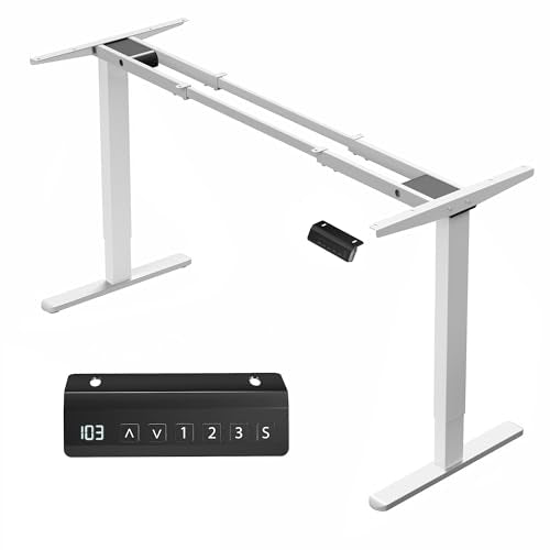 VIVO Electric Stand Up Desk Frame, DIY Workstation, Frame Only, Dual Motor Ergonomic Standing Height Adjustable Base with Memory Controller, White, VIVO
