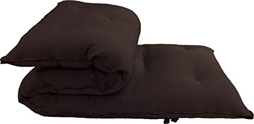 D&D Futon Furniture Traditional Japanese Floor Rolling Futon Mattress, Foldable Bed (Brown, 80 x 39 x 3 (in) Twin Size) D&D Futon Furniture