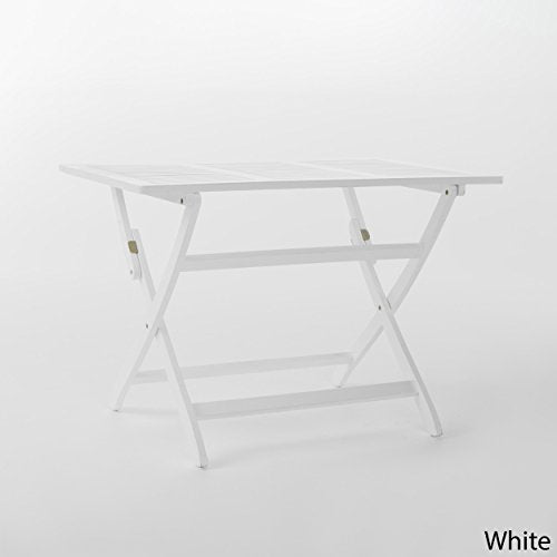 Christopher Knight Home Positano Outdoor Acacia Wood Foldable Dining Table, Pu/ White Christopher Knight Home