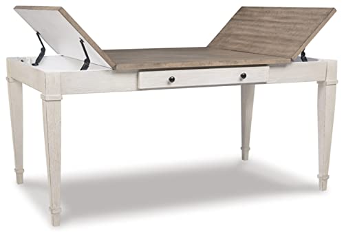 Signature Design by Ashley Skempton Farmhouse Rectangular Dining Room Table with Storage, White & Light Brown Signature Design by Ashley