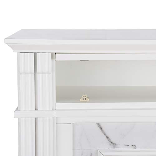 SEI Furniture Highgate Electric Fireplace with Hidden Media Shelf, New White with Faux Marble SEI Furniture