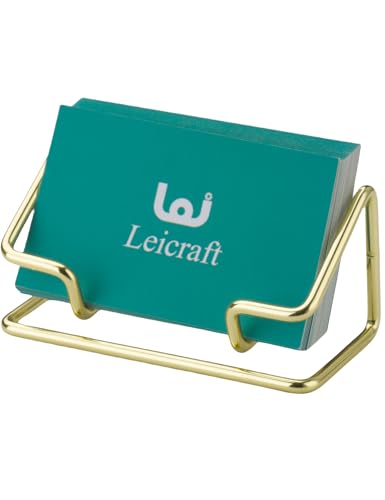 Leicraft Business Card Holder for Desk, Cute Metal Card Organizers and Office Desk Accessories for Men and Women (Golden) Leicraft