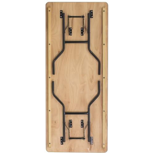 Flash Furniture Gael 6-Foot Rectangular Wood Folding Banquet Table with Clear Coated Finished Top, 72 in x 30 in, Natural Flash Furniture