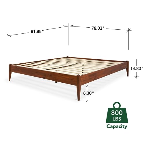 Bme Dinkee Solid Wood King Bed Frame - Modern Minimalist Design with Japanese Joinery - 15 Inch Platform Style Bme