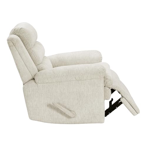 Lexicon Swivel Glider Reclining Chair, Textured Microfiber Manual Recliner, Comfy Nursery Glider Recliner, Swivel Reclining Chair for Living Room/Office/Bedroom/Apartment, Beige