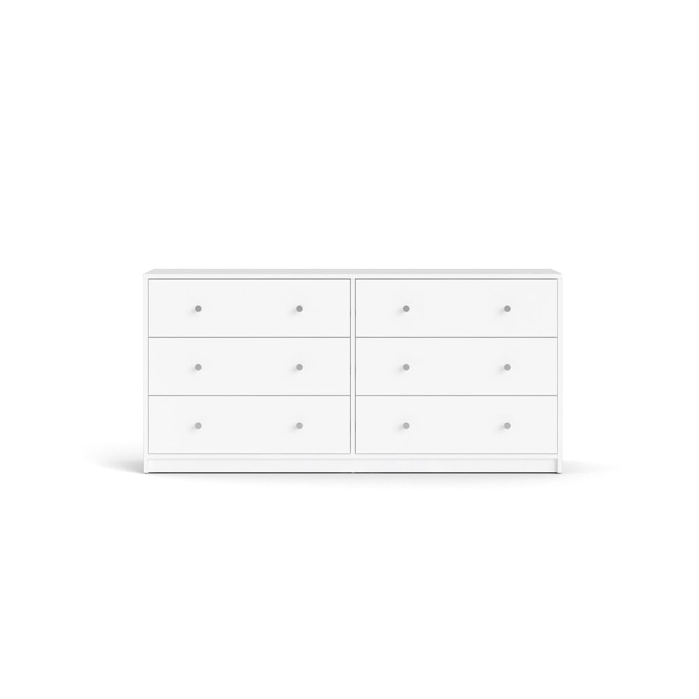 Sleek 6 Drawer Double Dresser in White by FurniFact, Ideal for Maximizing Storage in Compact Living Areas While Enhancing Decor Furnifact