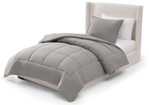 UGG Leonora Comforter Set with 1 Pillow Sham Lightweight Down Alternative Blanket Reversible All Season Washable and Hypoallergenic Bedding Set for College Dorm, Twin/Twin XL, Light Grey UGG