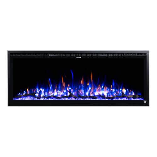 Touchstone Sideline Elite 50" Electric Fireplace with Alexa Built-in - in-Wall Recessed Design - 1500W Heater for Supplemental Warmth - 6 Flame & 10 Ember Bed Color Options - Smart Home Voice Control Touchstone