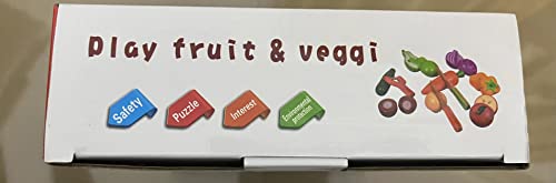 CARLORBO Wooden Toys Food for Kids Kitchen - Play Food Cutting Fruits and Vegetables Set for Pretend Role Play CARLORBO