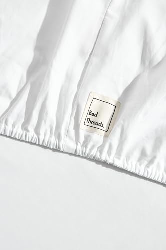 Bed Threads - Cotton Fitted Sheet - Organic Cotton Percale - 200TC - Luxury Organic Bedding - Breathable & Ultra-Crisp - Single Fitted Sheet Only - Machine Washable - Full - Crisp White Bed Threads