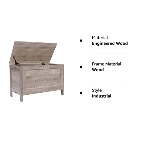 HOOBRO Toy Box, Retro Wooden Look Storage Chest with Safety Hinge, Entryway Storage Bench Supports 220 lb, 29.9 x 15.7 x 18.9 Inches Toy Chest Organizer, Easy Assembly (Greige) BG75CW01G1 HOOBRO